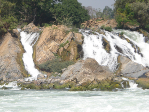 Khone Falls in the dry season. Photo: Tom Fawthrop.
