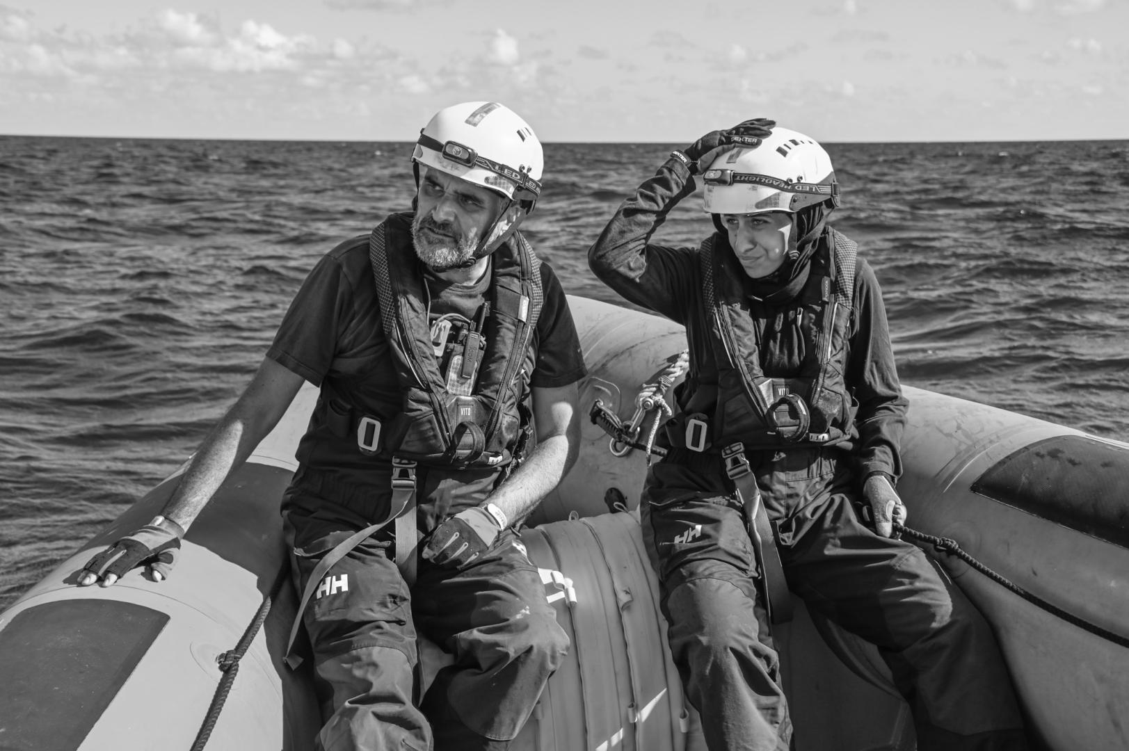 Crew members Yasmin and Rocco in Bravo just before a routine drill turns into a rescue. 