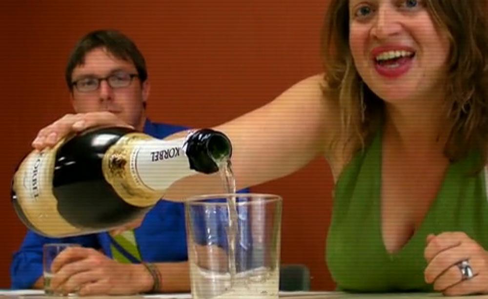 Pouring champagne for CEOs...