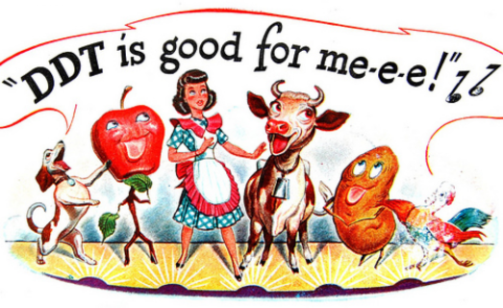 'DDT is good for me!' - detail of Penn Salt chemicals advertisement in Time magazine June 30, 1947. Photo: Crossett Library via Flickr.com.