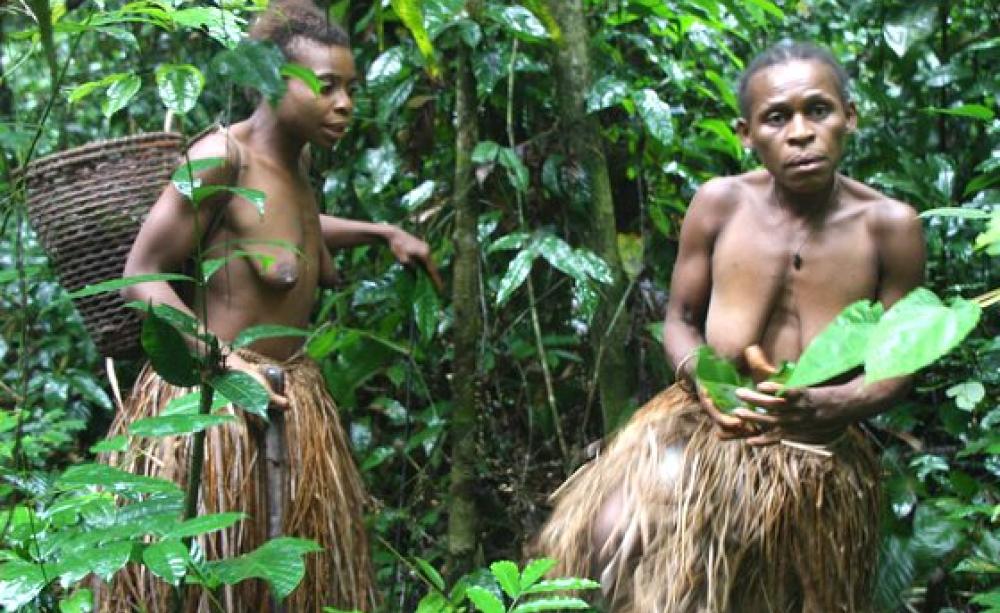 Baka women set off to gather food from their native forest. Increasingly the Baka are excluded from their forests in the name of 'conservation', or limited to ever-smaller areas insufficient to sustain them. Photo: ..zuzu.. via Flickr (CC BY-NC-SA 2.0).