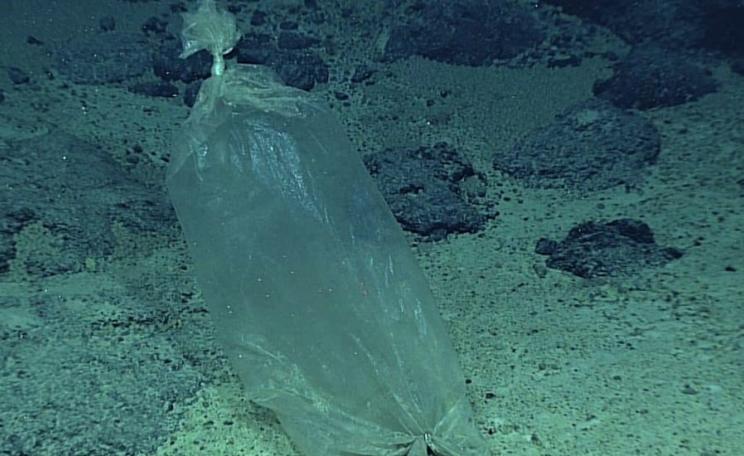 Plastic waste deep underwater