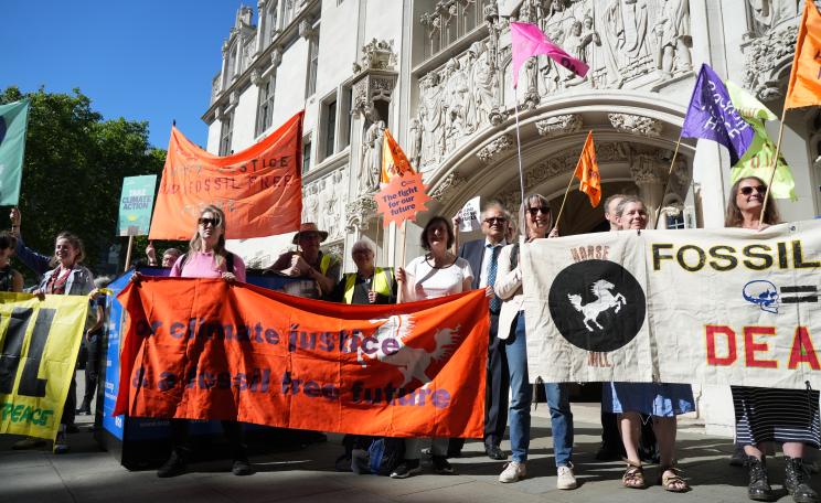Campaigners celebrate outside the Supreme Court in London 