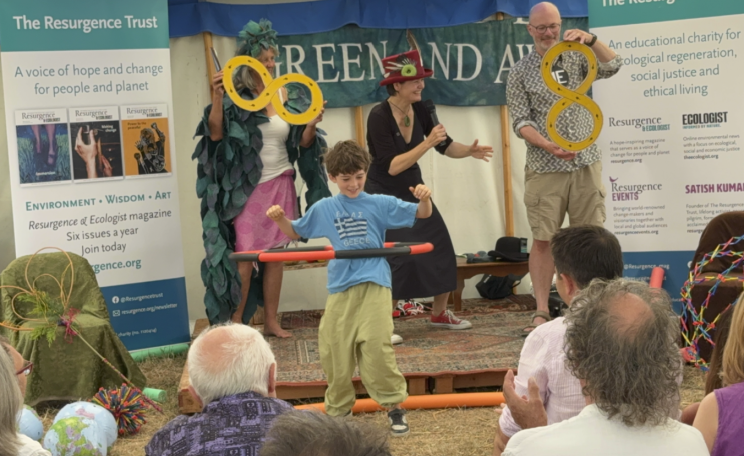 The circus stage showing various characters acted by volunteers from the audience