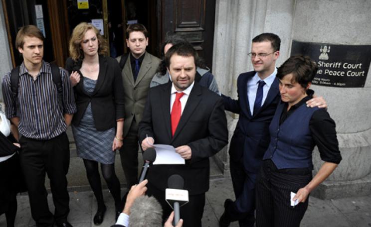 Climate activists outside court