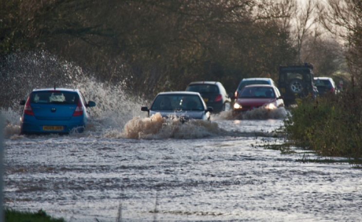 A flooded A361 on the Somerset Levels. Photo: Mark Robinson via Flickr.com.