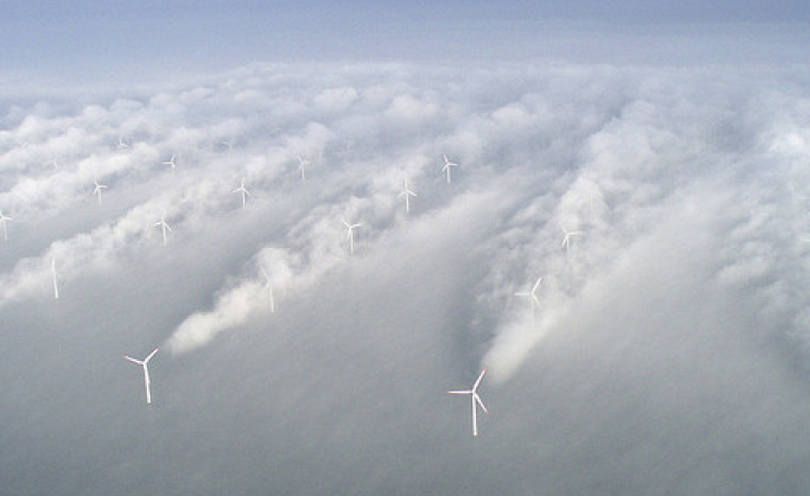Aerial picture of Horns offshore wind farm in Denmark. Photo: Vattenfall via Flickr.com.
