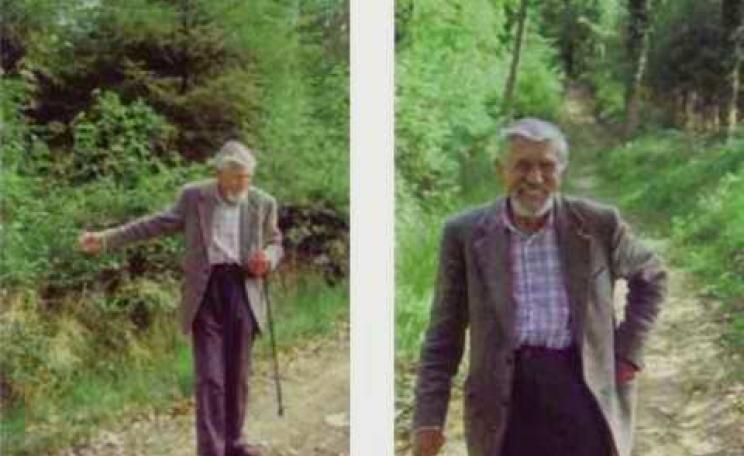 Talis Kalnars in 1999, in the Dinam Estate woodlands in mid-Wales. Photos: Oliver Tickell.