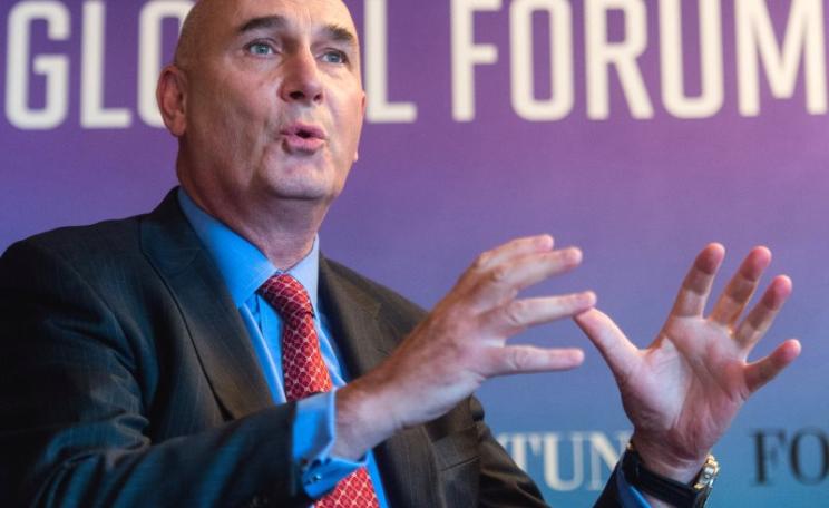 He's got the whole world in his hands! Monsanto CEO Hugh Grant at the Fortune Global Forum, Tuesday 3rd November 2015. Photo: Fortune Global Forum via Flickr (CC BY-NC-ND).