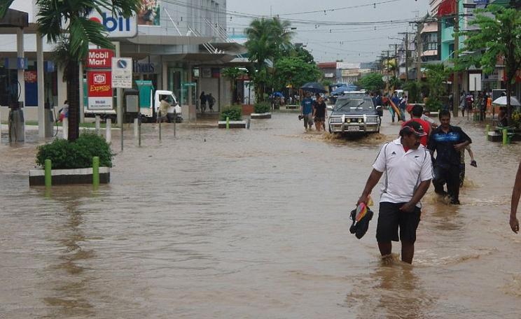 The streets of Nadi in Fiji are deluged during flooding in February 2007. This sight will only become more common as climate change gets worse.